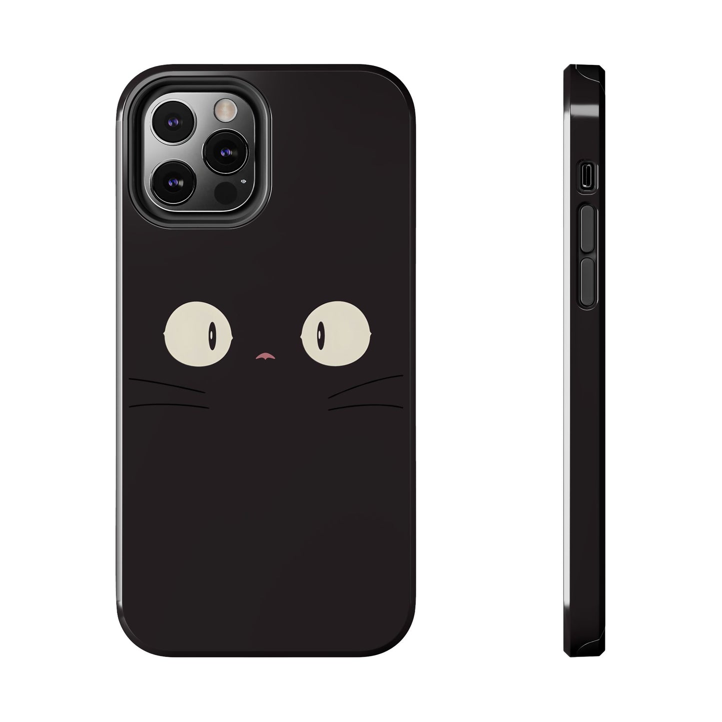 Adorable Black Cat Face and Eyes Minimal Tough Phone Case | Animals