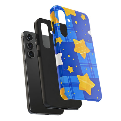 Funda resistente para teléfono con estampado de estrellas y cuadros preppy | Estética