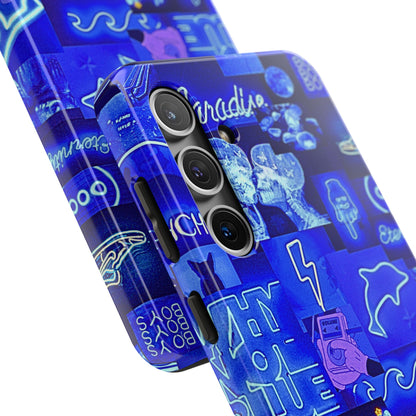 Blue Neon Style Tough Phone Case | Aesthetic