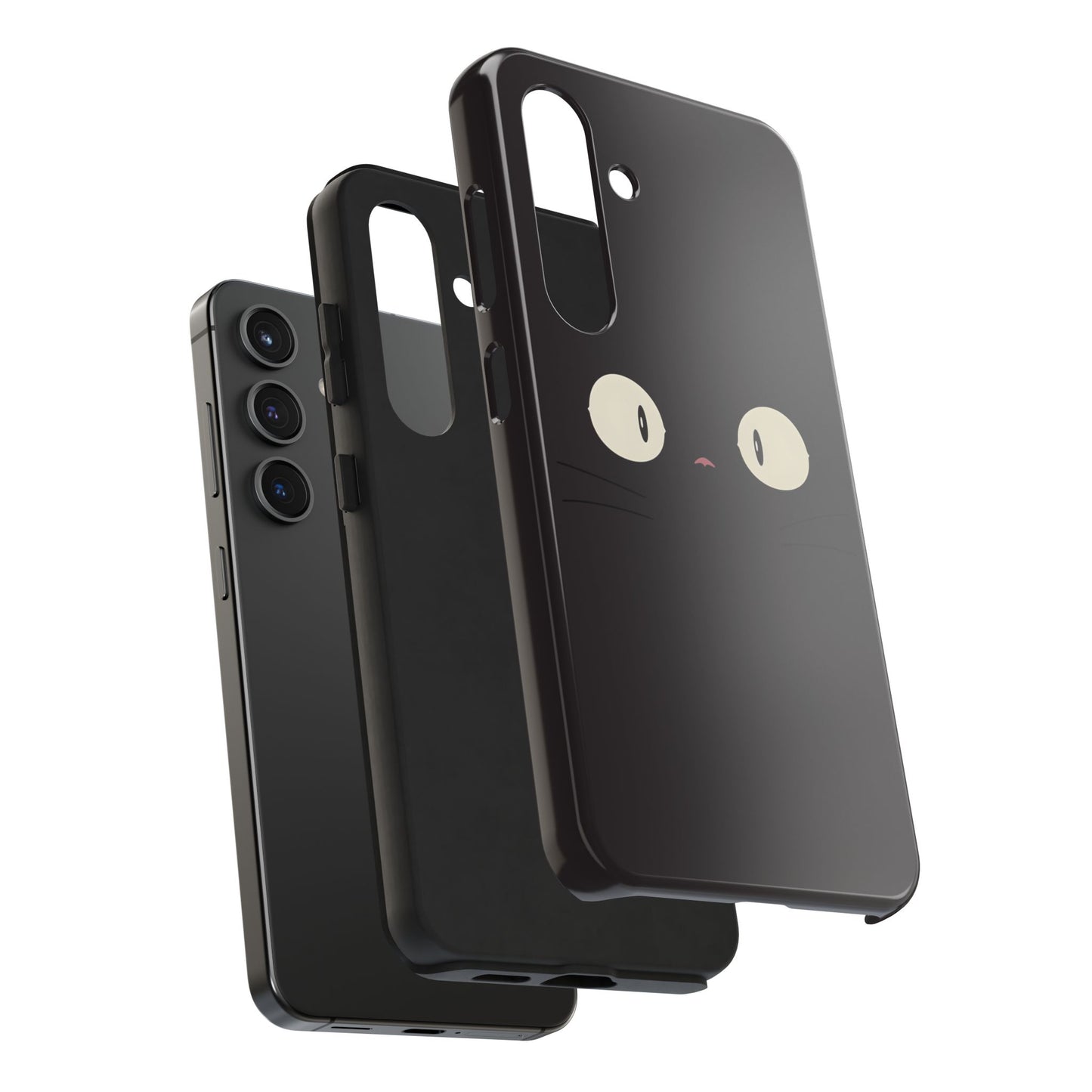 Adorable Black Cat Face and Eyes Minimal Tough Phone Case | Animals