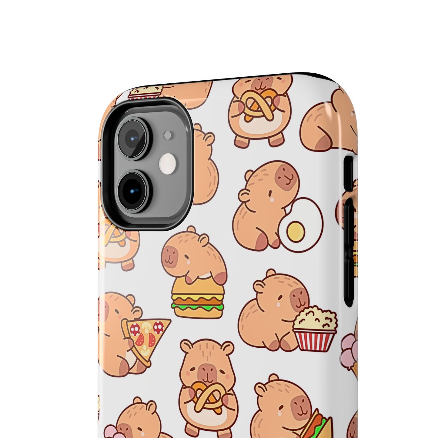 Cute Capybara Eating Pizza Ice Cream & Snacks Cartoon Food Tough Phone Case | Animals