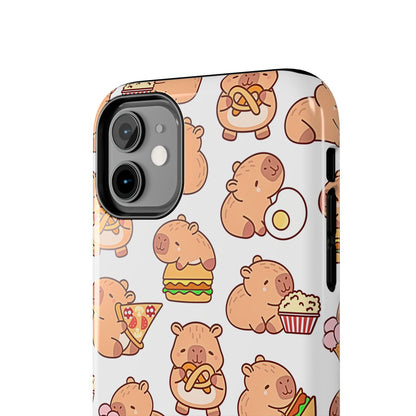 Cute Capybara Eating Pizza Ice Cream & Snacks Cartoon Food Tough Phone Case | Animals