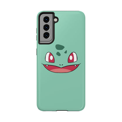 Green Leaf Dino Smile Red Eyes Cute Creature Tough Phone Case | Anime