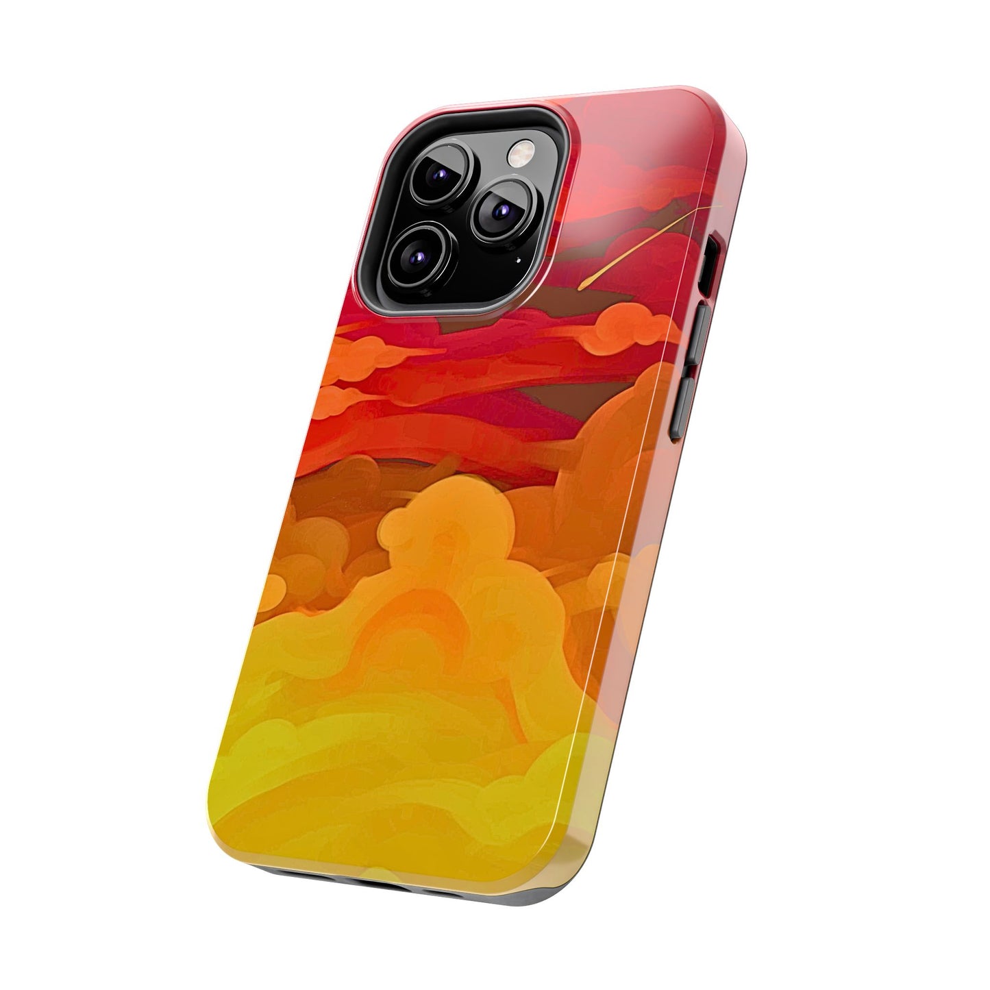 Funda resistente para teléfono con diseño de nubes rojas y naranjas | Estética