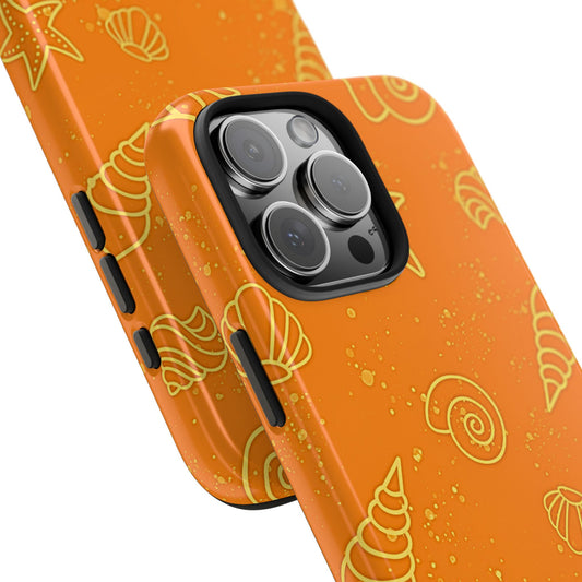 Funda resistente para teléfono con diseño de conchas naranjas | Estética
