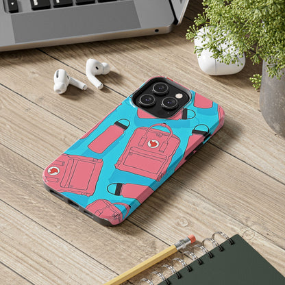 VSCO Kanken Backpack Water Bottle Pink & Blue Tough Phone Case | Aesthetic