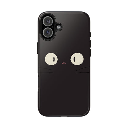 Adorable Black Cat Face and Eyes Minimal Tough Phone Case | Animals
