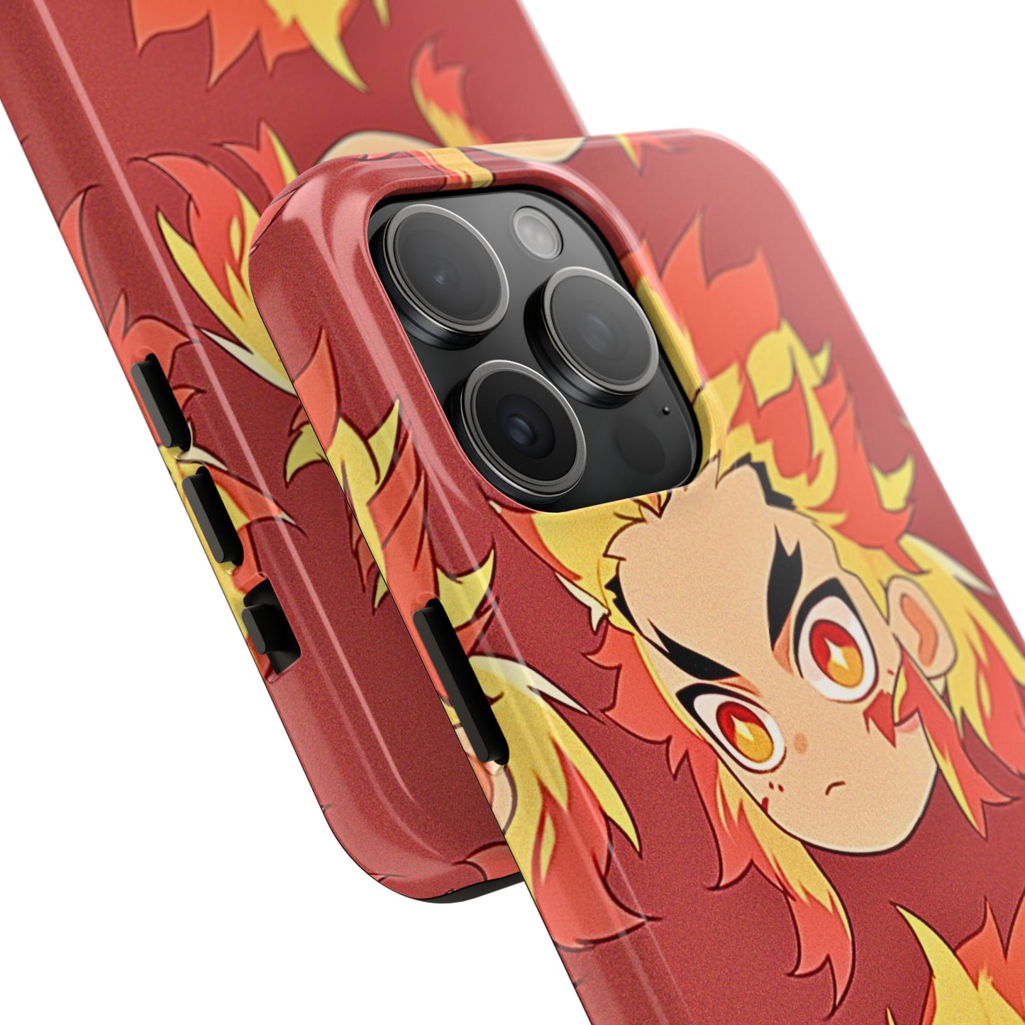 Rengoku Head Pattern Dark Orange Tough Phone Case | Anime - Demon Slayer