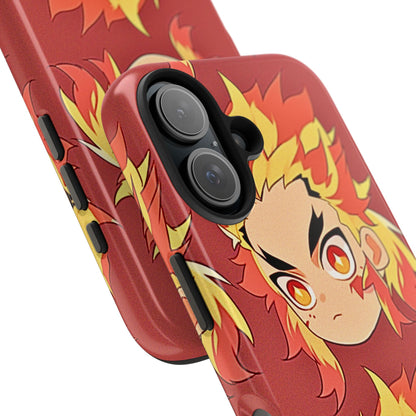 Rengoku Head Pattern Dark Orange Tough Phone Case | Anime - Demon Slayer