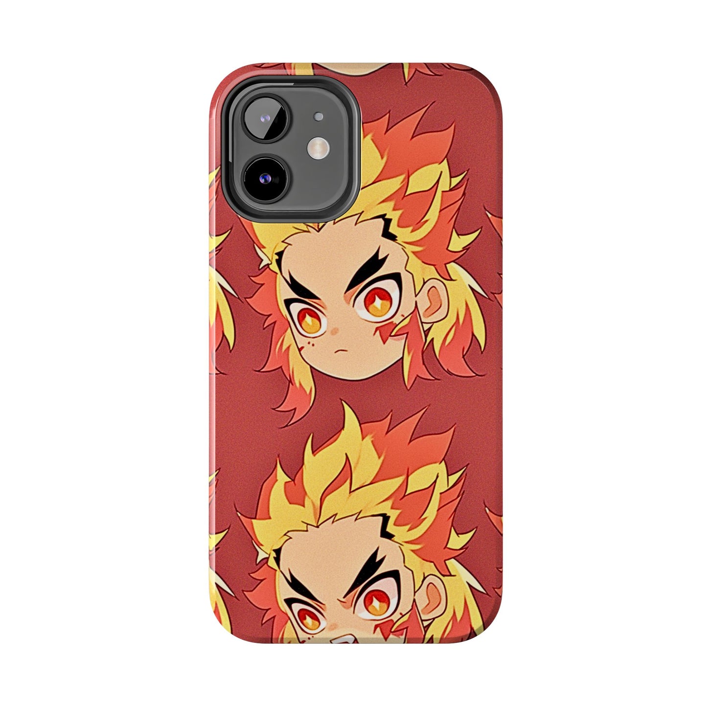 Rengoku Head Pattern Dark Orange Tough Phone Case | Anime - Demon Slayer