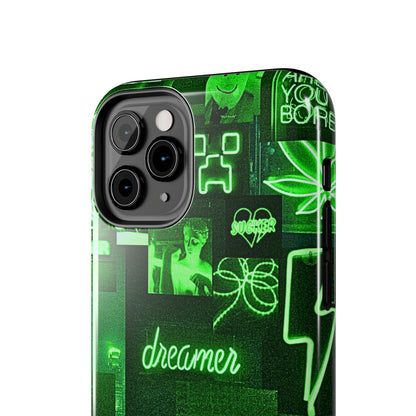 Green Neon Style Tough Phone Case | Aesthetic
