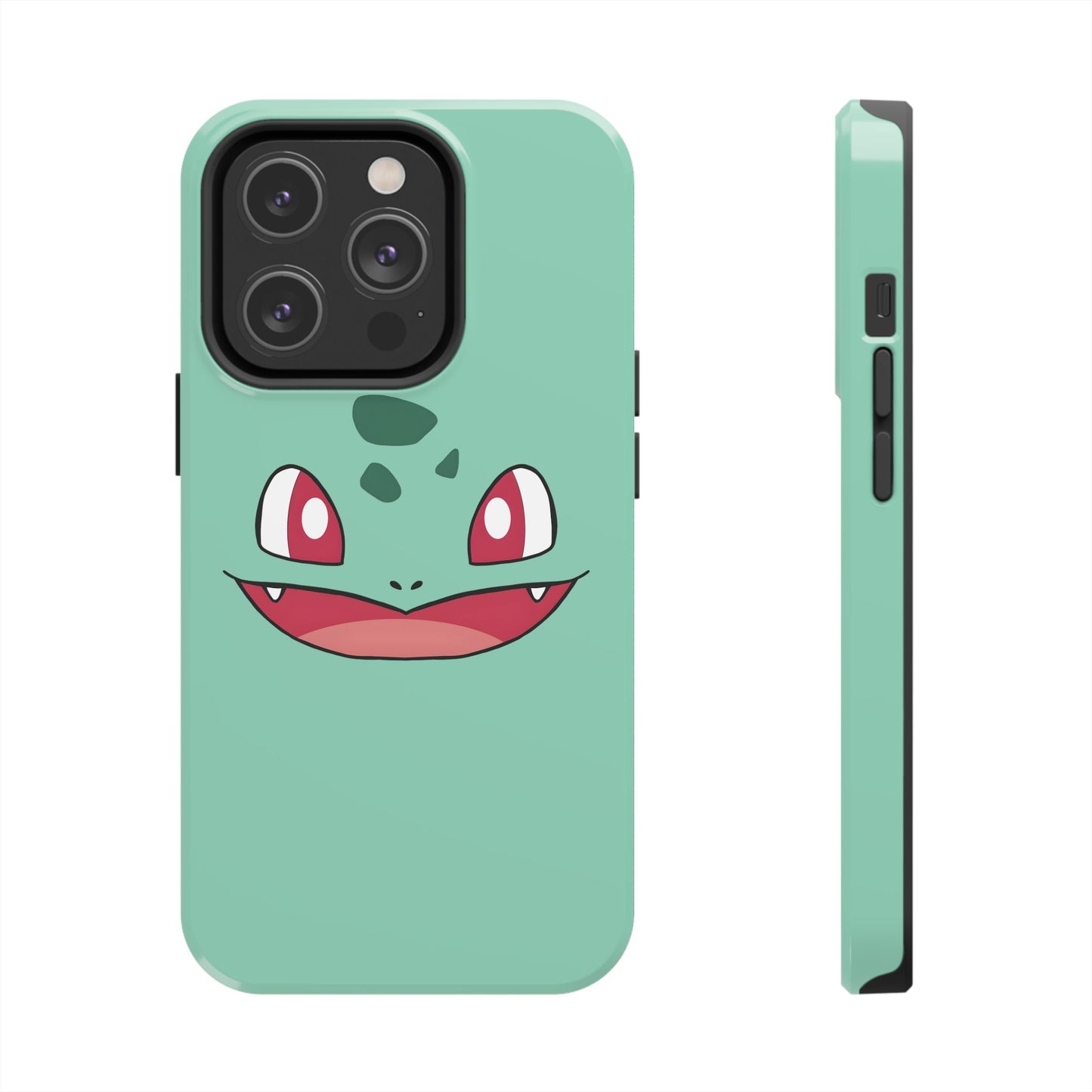 Green Leaf Dino Smile Red Eyes Cute Creature Tough Phone Case | Anime
