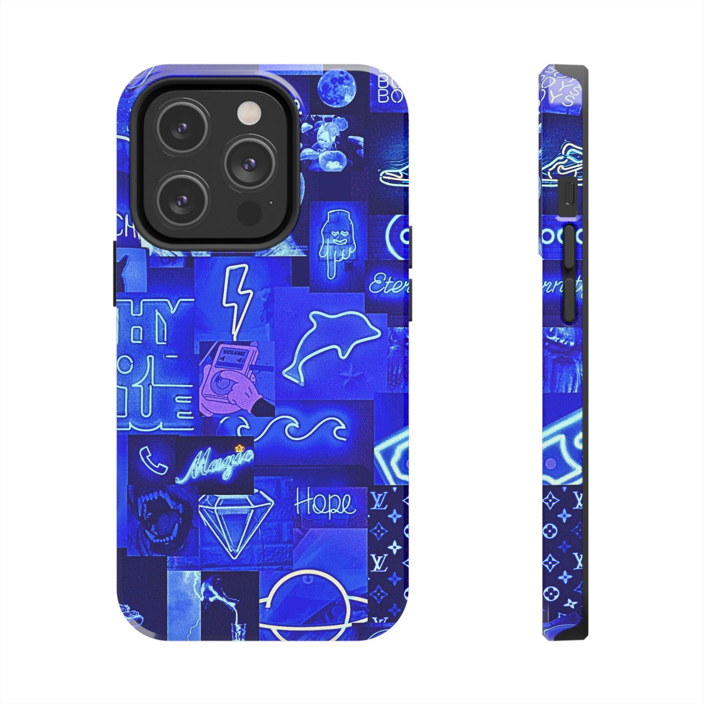 Blue Neon Style Tough Phone Case | Aesthetic