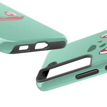 Green Leaf Dino Smile Red Eyes Cute Creature Tough Phone Case | Anime