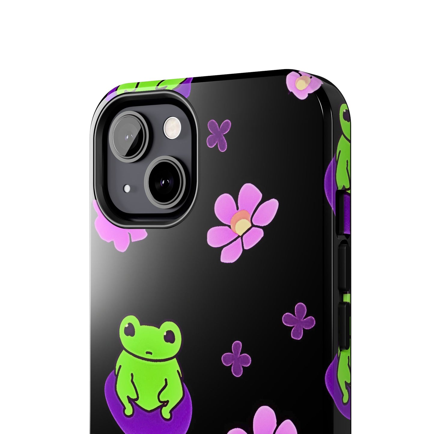 Cute Frog & Pink Flowers Pattern Style Tough Phone Case | Animals