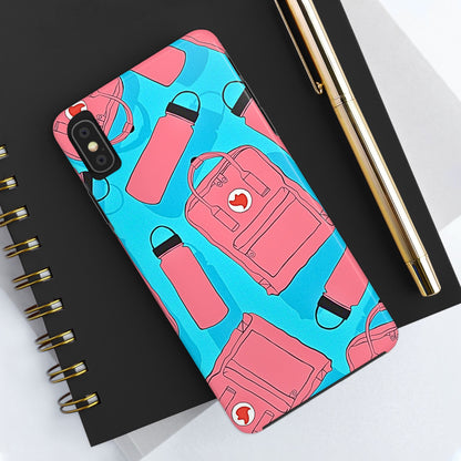 VSCO Kanken Backpack Water Bottle Pink & Blue Tough Phone Case | Aesthetic