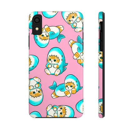 Pink Cute Shark Cats Pattern Tough Phone Case | Animals