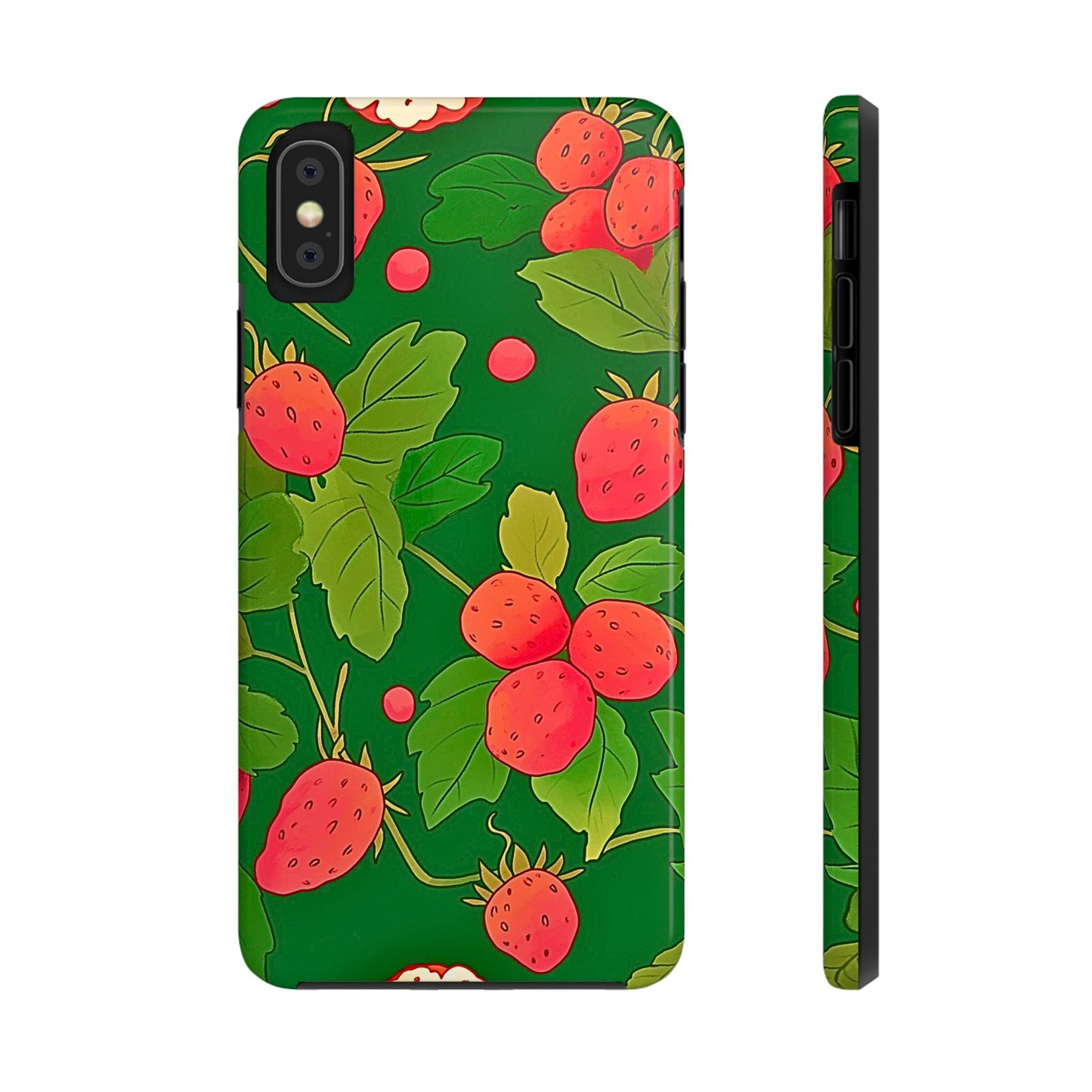 Dark Strawberry Pattern Preppy Tough Phone Case | Aesthetic