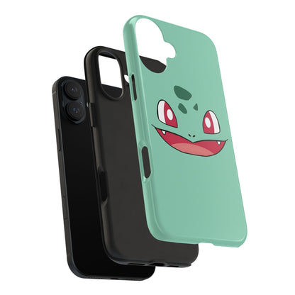 Green Leaf Dino Smile Red Eyes Cute Creature Tough Phone Case | Anime