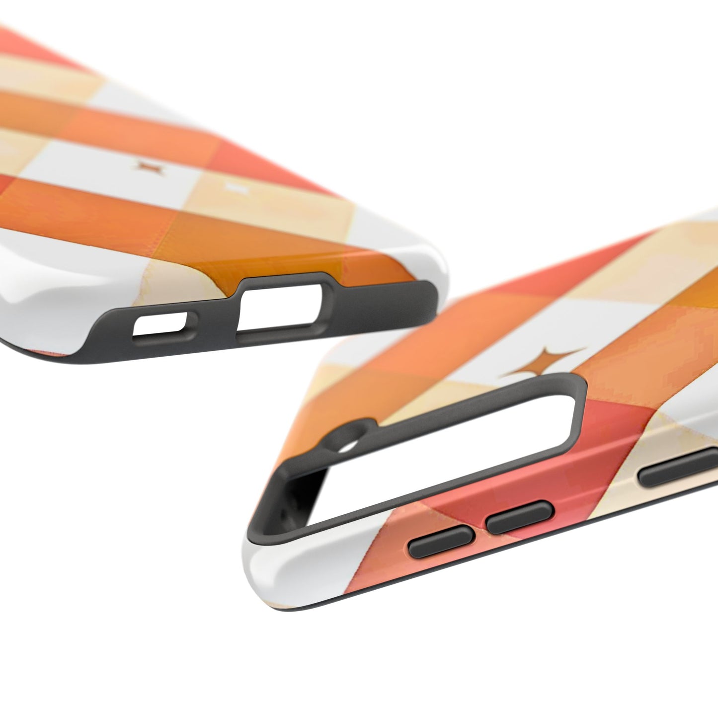 Pastel Orange & Pink Checkered Stars Tough Phone Case | Aesthetic