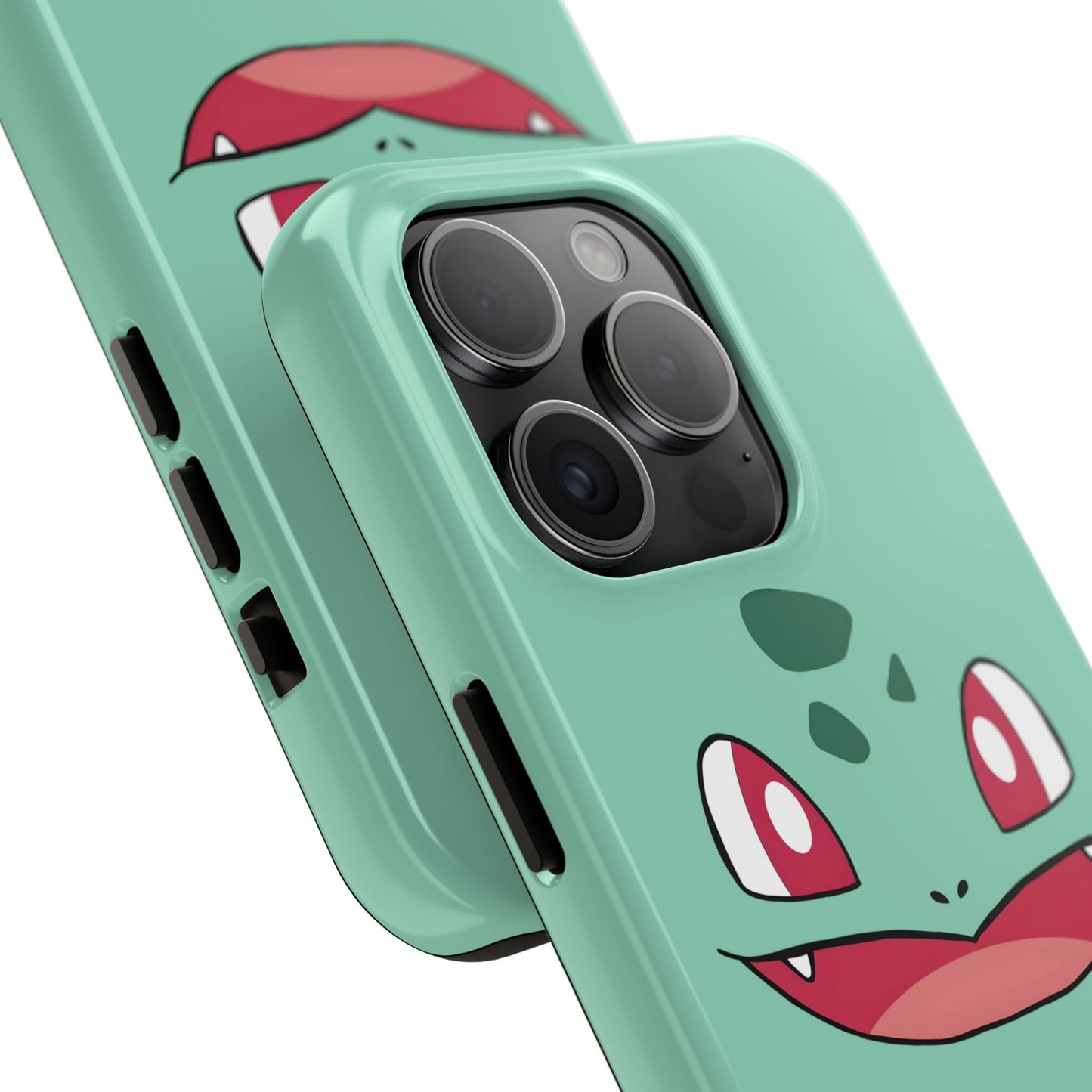 Green Leaf Dino Smile Red Eyes Cute Creature Tough Phone Case | Anime