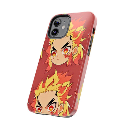 Rengoku Head Pattern Dark Orange Tough Phone Case | Anime - Demon Slayer