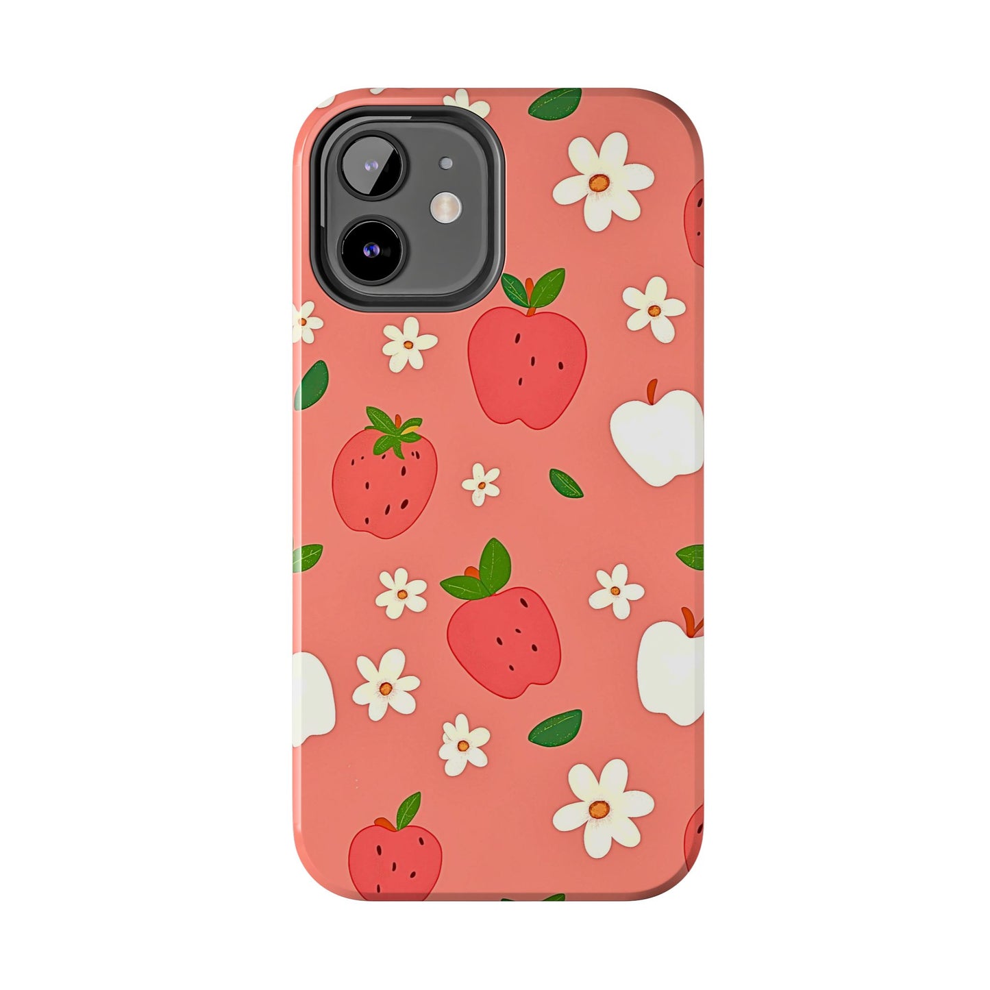 Strawberry Apple Flower Pattern Pink Tough Phone Case | Aesthetic