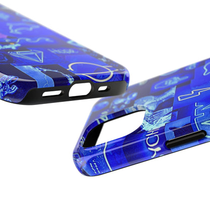 Blue Neon Style Tough Phone Case | Aesthetic