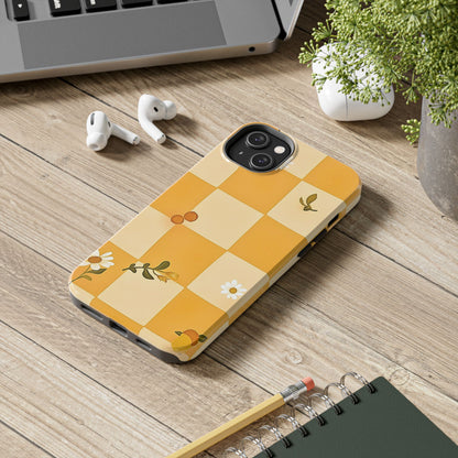 Yellow Checkered Preppy Daisies Tough Phone Case | Aesthetic