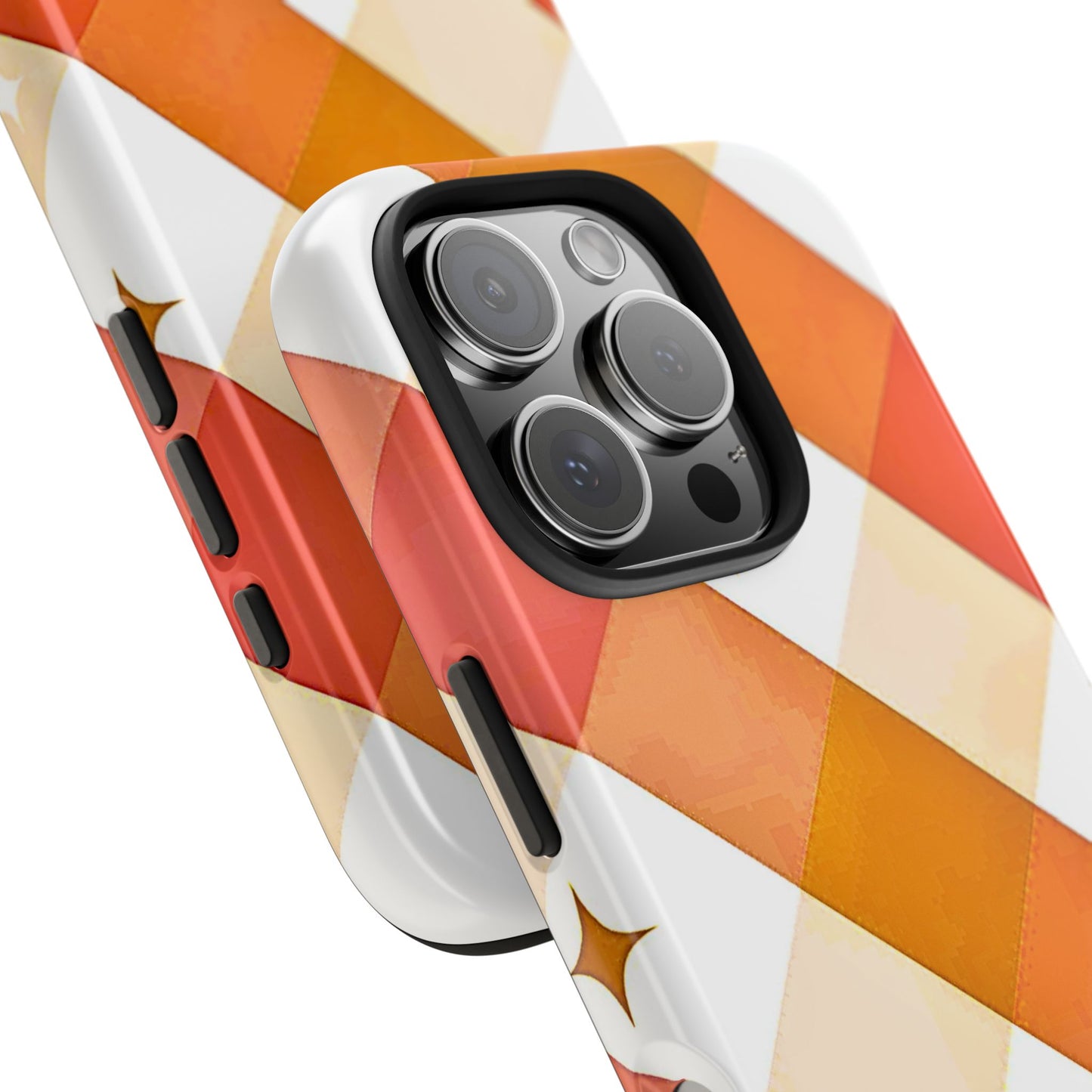 Pastel Orange & Pink Checkered Stars Tough Phone Case | Aesthetic