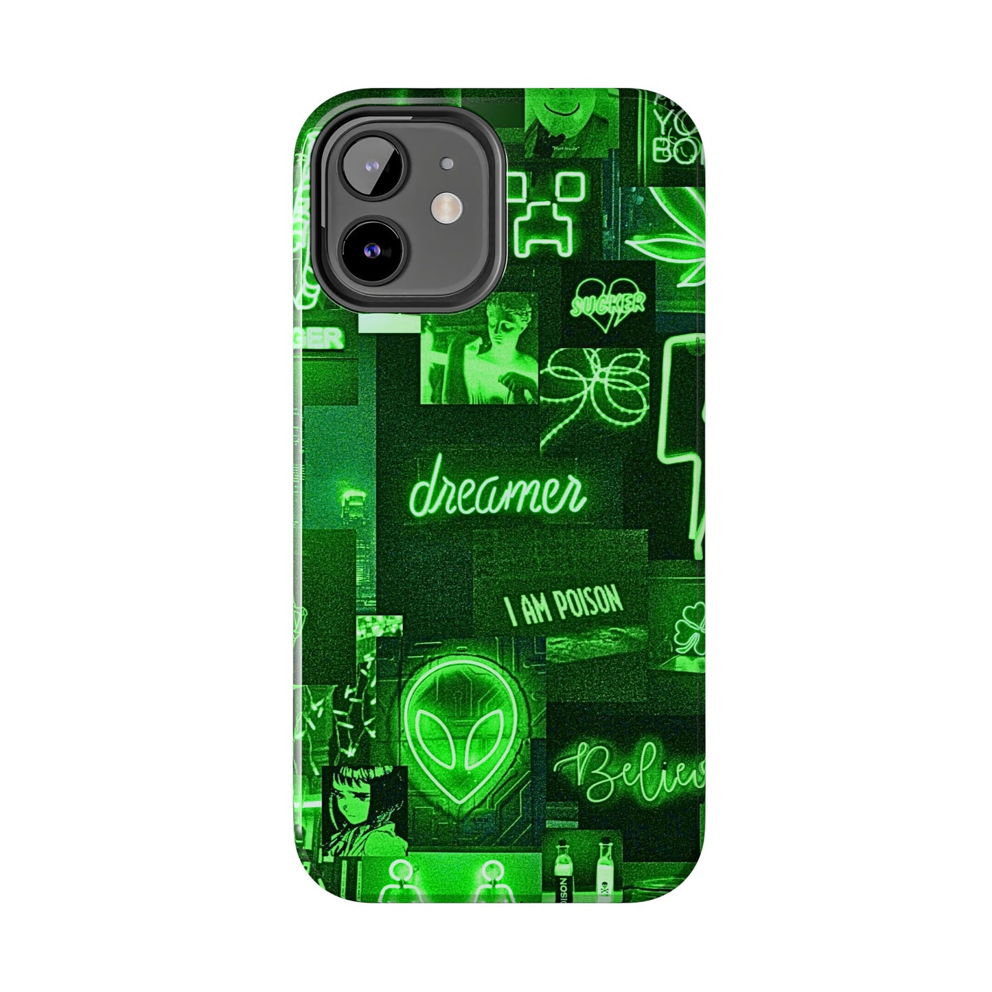 Green Neon Style Tough Phone Case | Aesthetic
