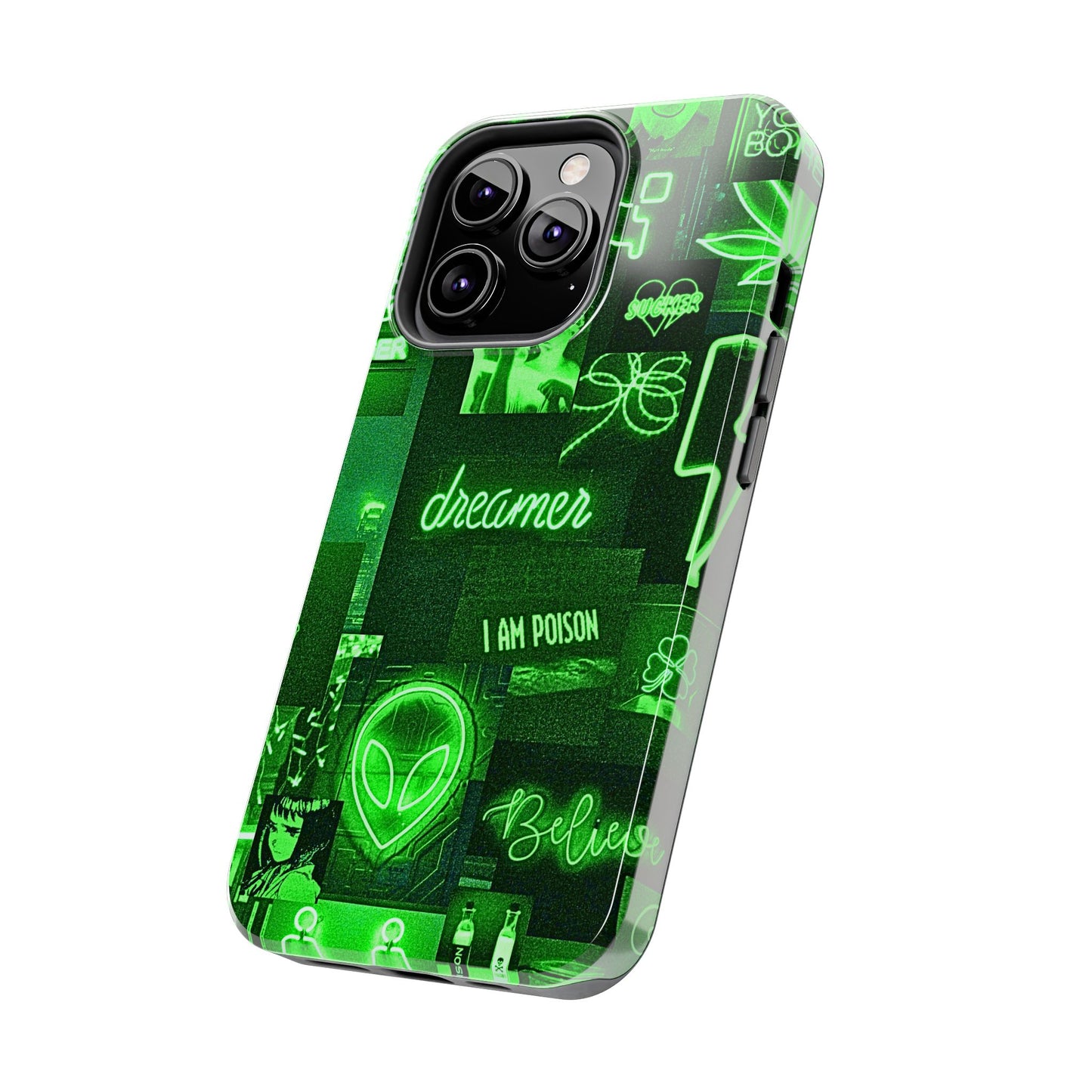 Green Neon Style Tough Phone Case | Aesthetic