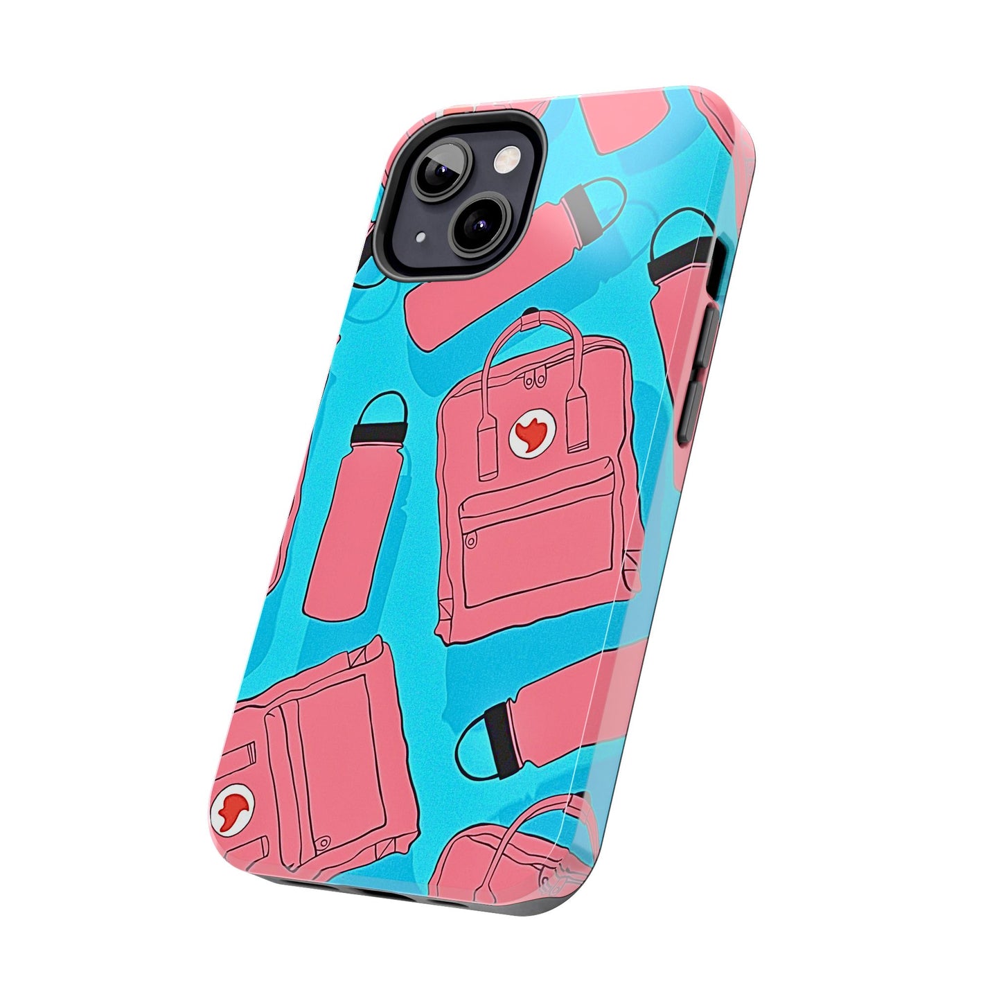 VSCO Kanken Backpack Water Bottle Pink & Blue Tough Phone Case | Aesthetic