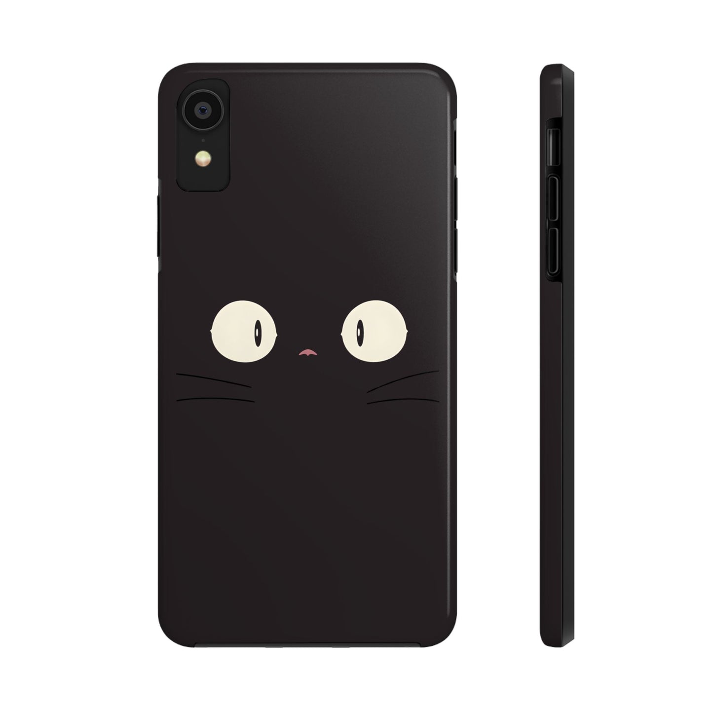 Adorable Black Cat Face and Eyes Minimal Tough Phone Case | Animals