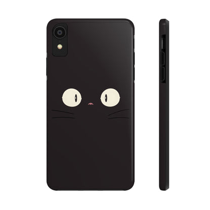 Adorable Black Cat Face and Eyes Minimal Tough Phone Case | Animals