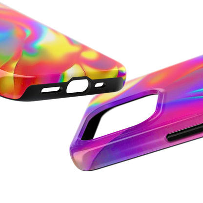 Funda resistente para teléfono con brillo metálico holográfico y estilo abstracto | Estética