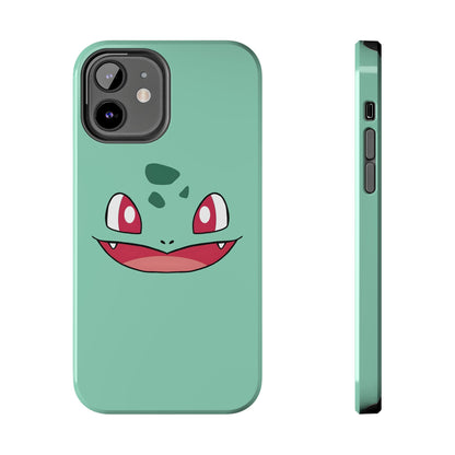 Green Leaf Dino Smile Red Eyes Cute Creature Tough Phone Case | Anime