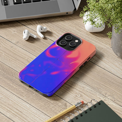 Funda resistente para teléfono con diseño de llamas, degradado abstracto y resplandor del atardecer | Estética