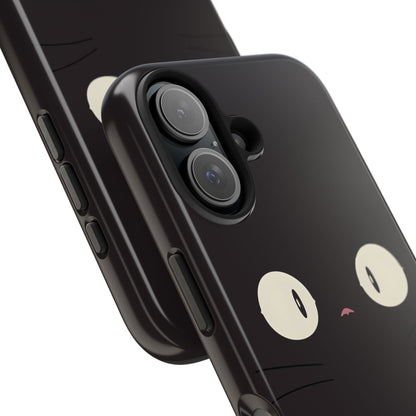 Adorable Black Cat Face and Eyes Minimal Tough Phone Case | Animals
