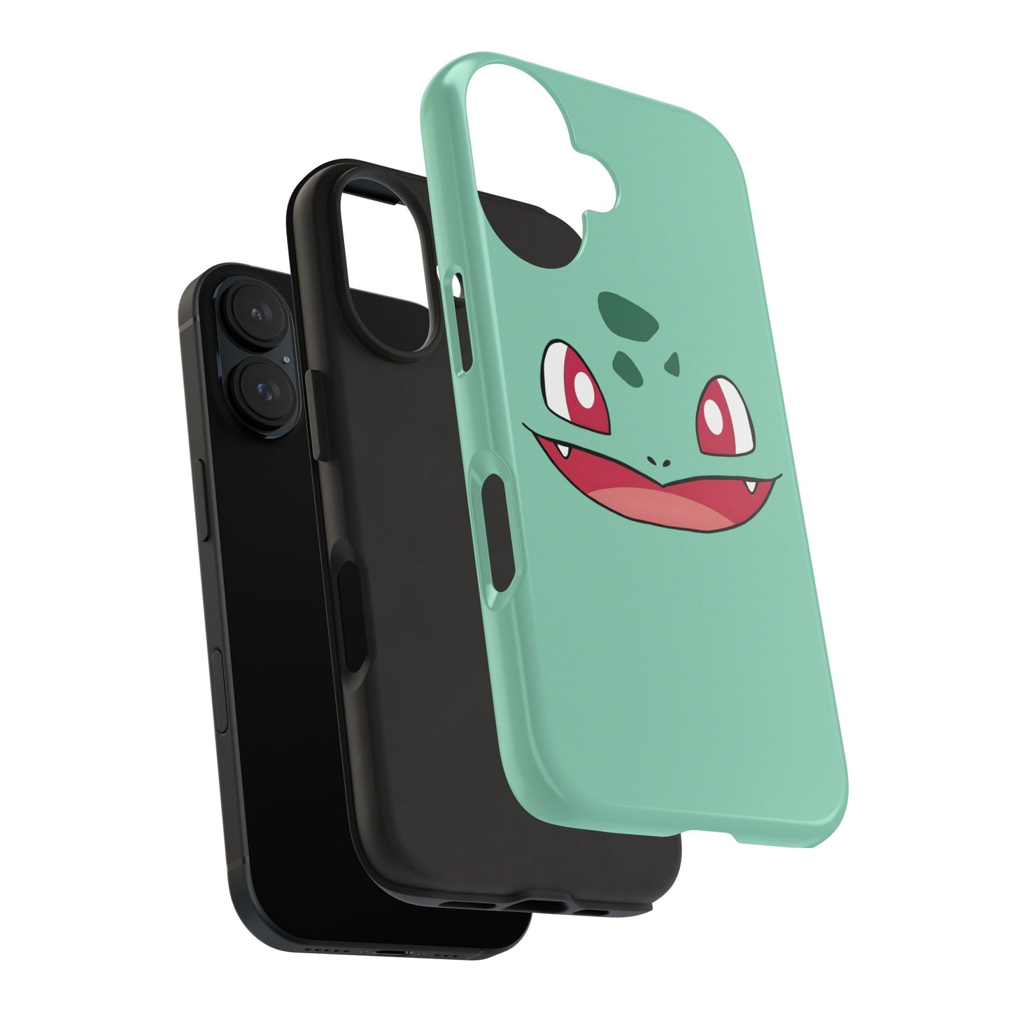 Green Leaf Dino Smile Red Eyes Cute Creature Tough Phone Case | Anime