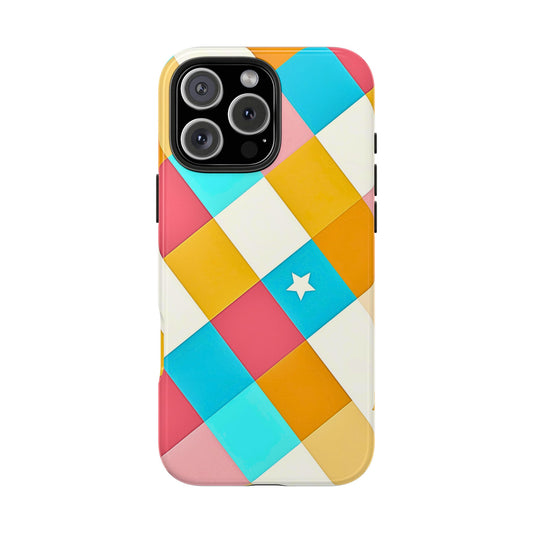 Vibrant Preppy Checkered Tough Phone Case | Aesthetic