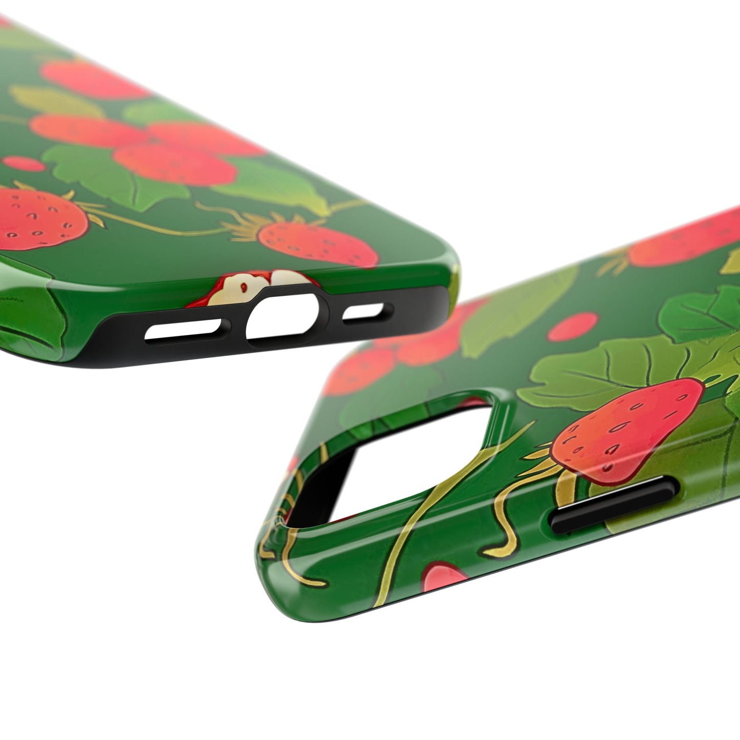 Dark Strawberry Pattern Preppy Tough Phone Case | Aesthetic