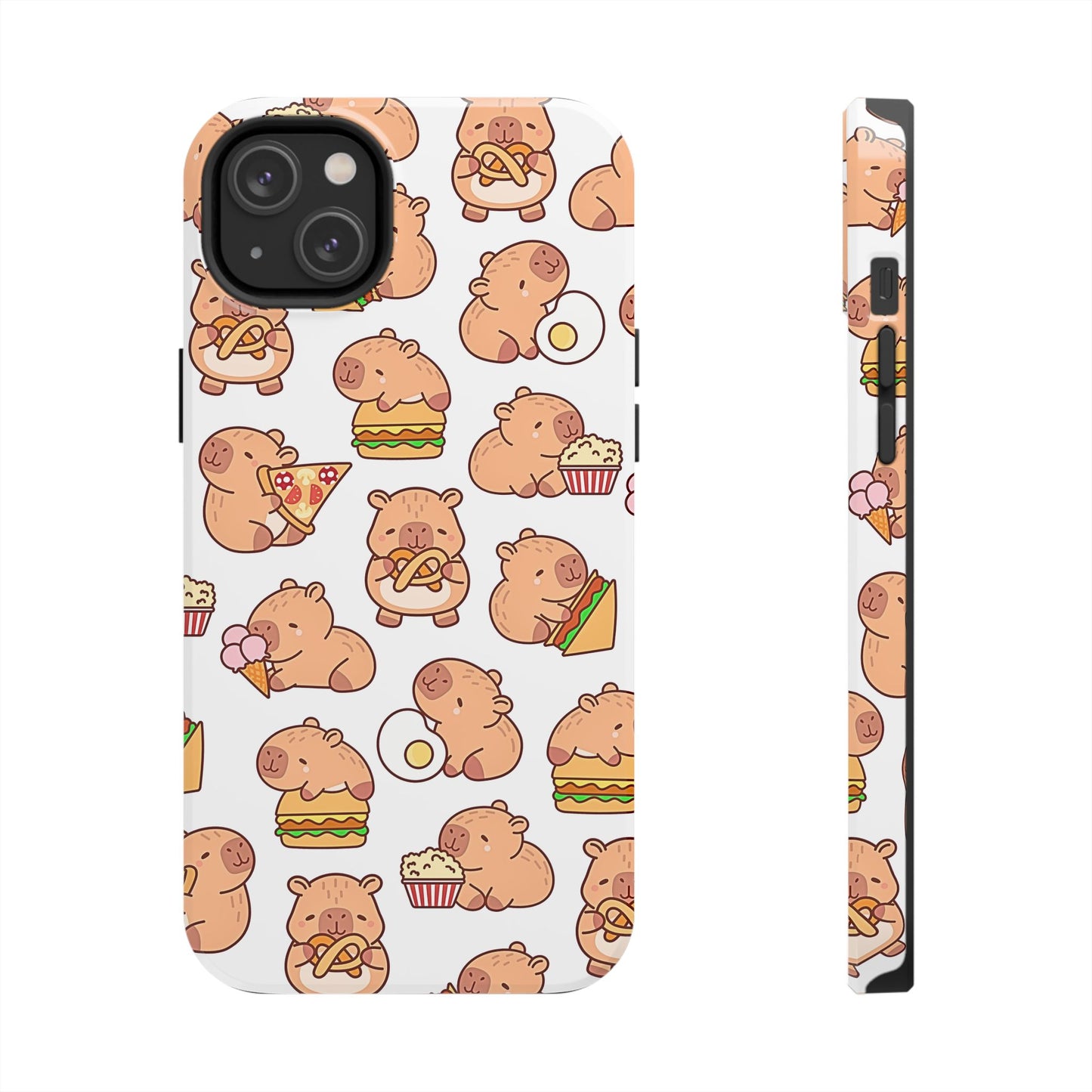 Cute Capybara Eating Pizza Ice Cream & Snacks Cartoon Food Tough Phone Case | Animals