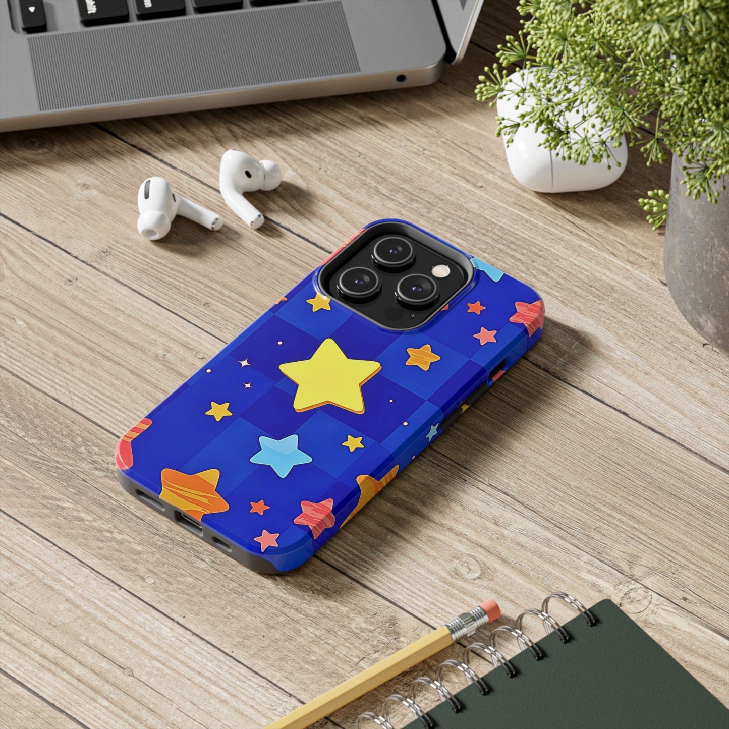 Funda resistente para teléfono con estampado de estrellas vibrantes y preppy | Estética