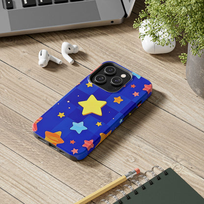 Funda resistente para teléfono con estampado de estrellas vibrantes y preppy | Estética