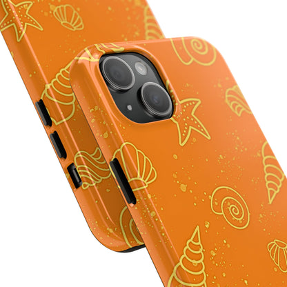 Funda resistente para teléfono con diseño de conchas naranjas | Estética