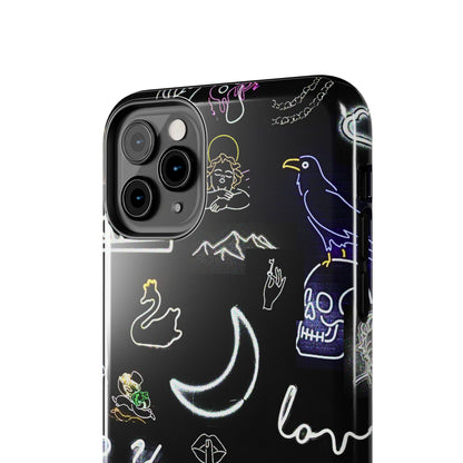 Funda resistente para teléfono estilo neón blanco | Estética