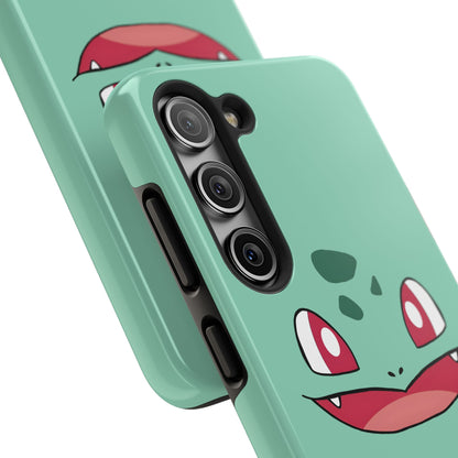 Green Leaf Dino Smile Red Eyes Cute Creature Tough Phone Case | Anime