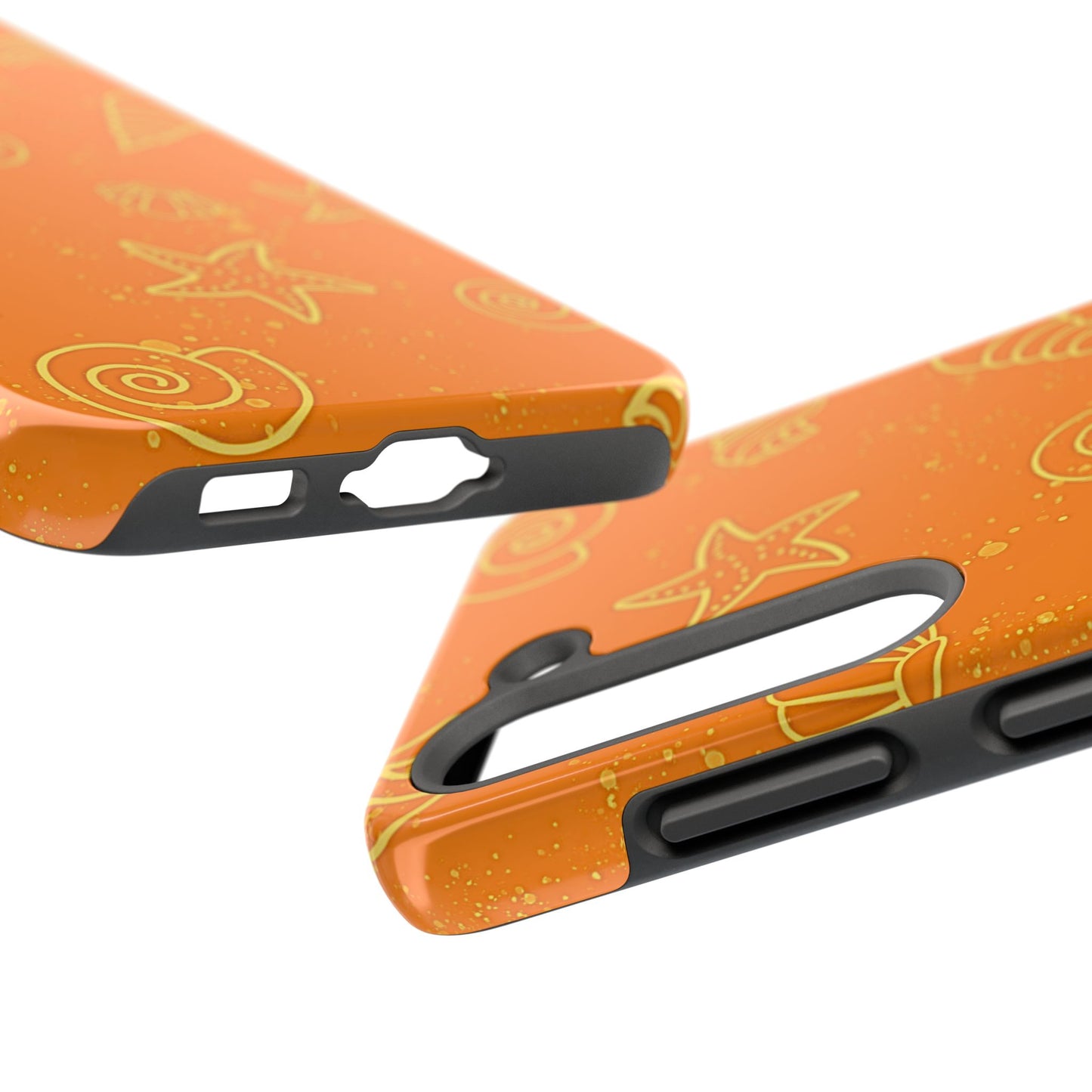 Funda resistente para teléfono con diseño de conchas naranjas | Estética