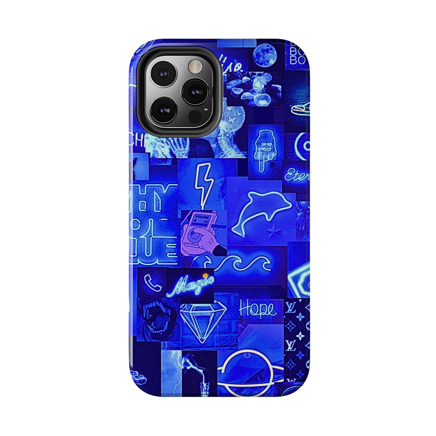 Blue Neon Style Tough Phone Case | Aesthetic